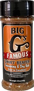 Ghost Pepper & Carolina Reaper Seasoning and Dry Rub Mix, aka: GHOST REAPER, Award Winning, Special Spice Blend, Great on Everything! Grilling, Smoking, Cooking, or Baking! By: Big G's Food Service