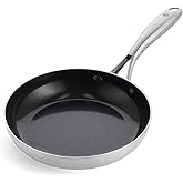 Blue Diamond HD Stainless Steel Clad Pro 11" Frypan Skillet, Diamond Infused Ceramic Nonstick, PFAS-Free, Dishwasher Safe, Oven and Broiler Safe, Silver