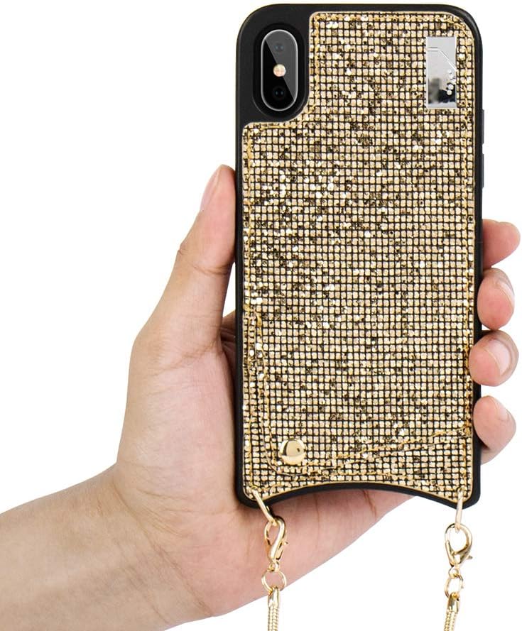 Umhlaba iPhonex Case Compatible with iPhone Xs Cases i Phone X Cover Ixs Bling Covers iPhone10s Wallet Card Holder Bumper Ipone 10 S 10xs Conque 10x Sx Fundas para 5.8 Inch（Gold）