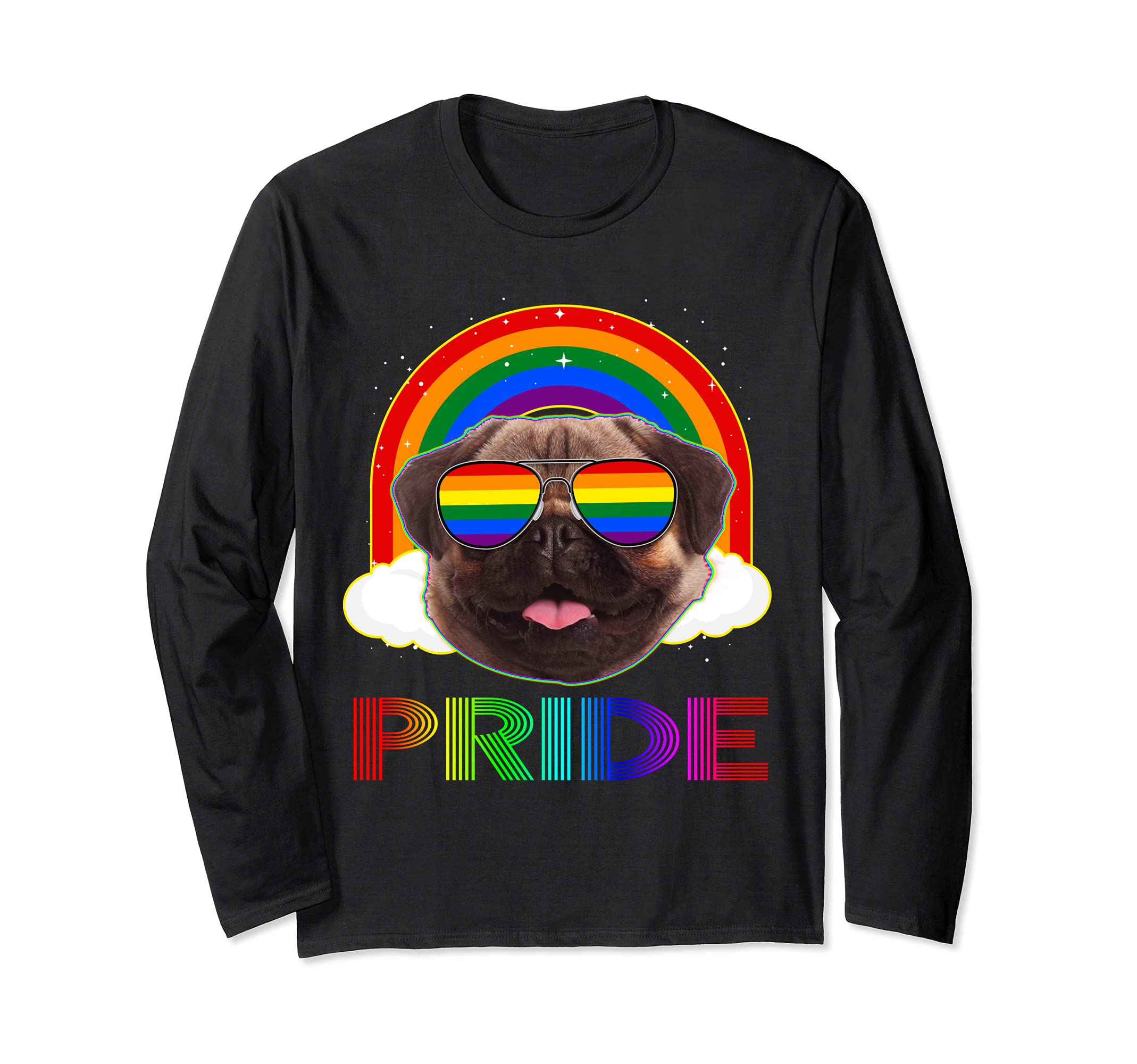 Pug Dog LGBT Rainbow Gay Lesbian Funny LGBT Pride Long Sleeve T-Shirt