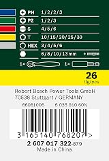 Bosch 26pc Screwdriver Bit and Ratchet Set PH, PZ, Hex, Torx S-Bit Accessories view 6