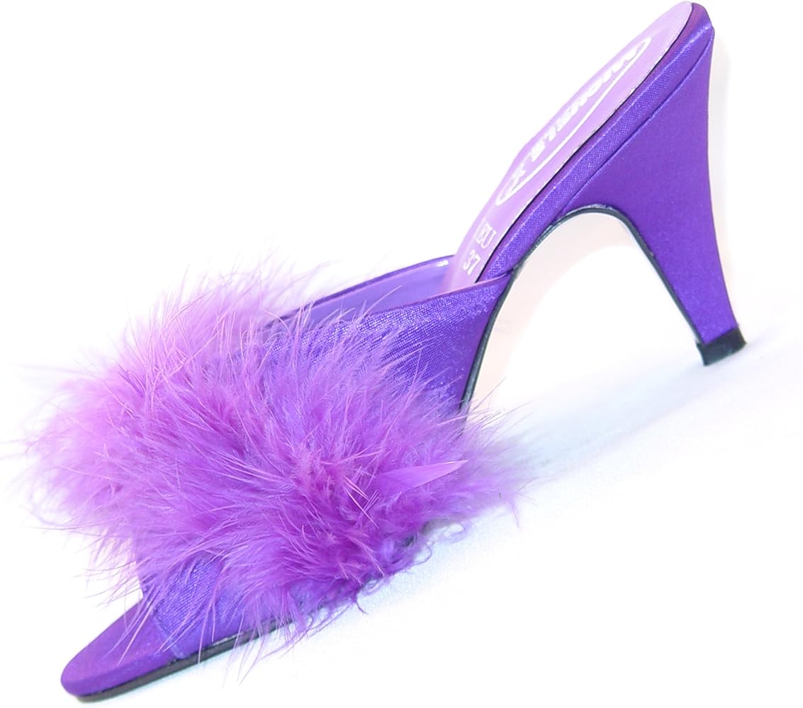 fluffy heeled mules