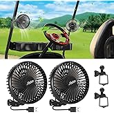 Roykaw Golf Cart Fan Portable USB Input Compatible with EZGO Club Car Yamaha, 3-speed Settings, 360 Degree Rotation, Long Lasting, Low Noise Designed, Quick Release & Won't Fall off