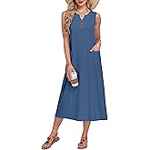 MOLERANI Women's Casual Midi Dress V Neck Sleeveless Summer Beach Button Down Dresses with Pockets 2026