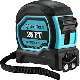 DURATECH 25FT Magnetic Double-Sided Tape Measure, Easy Read Measuring Tape | Retractable Measurement Tape with Fractions 1/8, Magnetic Hook and Shock Absorbent Case for Construction, Carpenter