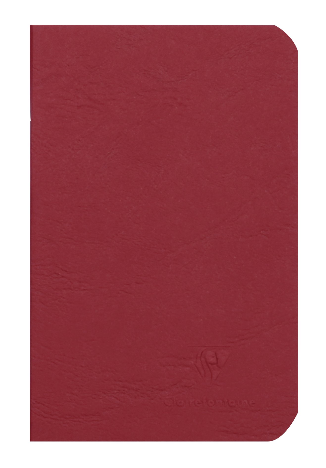 Clairefontaine 734102C - Collection Age Bag A Red Stapled Notebook - Size: 9x14 cm - 96 Plain White Pages - 90 gsm Paper - Leather Grain Glossy Card Cover
