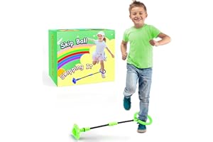 SIERLIKY Skip Ball for Kids, Foldable Ankle Skip With Colorful Light Flashing Jumping Ring, Fitness Jump Rope Sports Swing, for Children Adults Boys Girls Toy (Green)