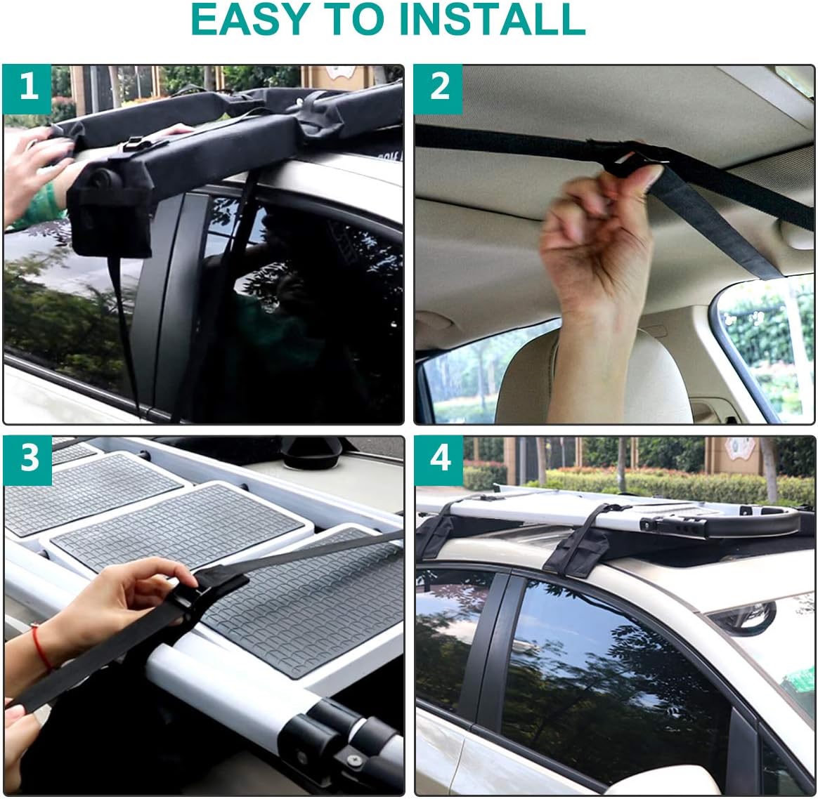 Soft Roof Rack Pad - Foldable Car Ski Snowboard Rack Carriers, Universal Ski Roof Rack Carriers Snowboard Top Holder with Adjustable Straps for Kayak/Canoe/Surfboard/Paddleboard/SUP/Snowboard: Automotive