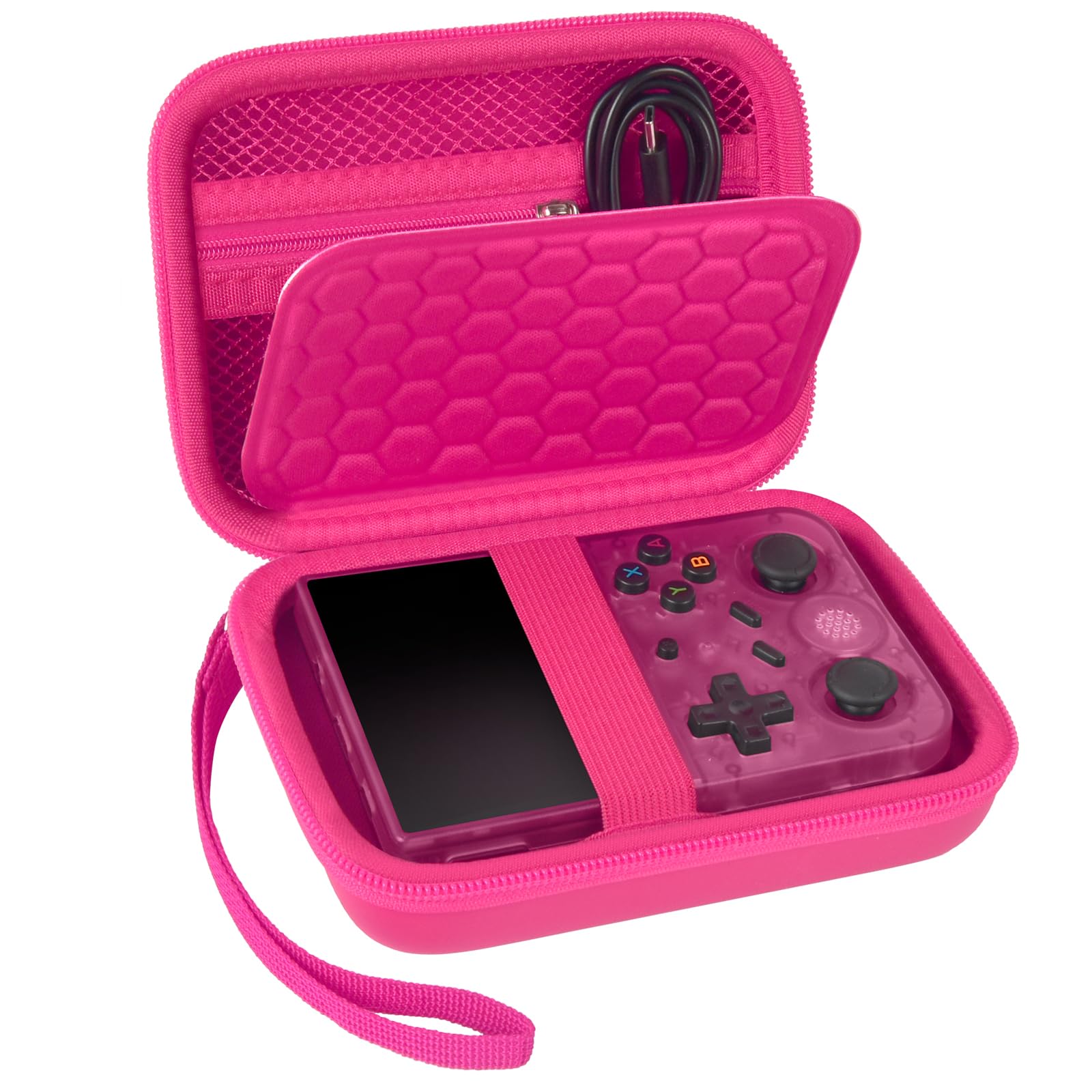 Photo 1 of PAIYULE Travel Case Compatible with RG353V/ RG353VS/ R36S Retro Handheld Game Console, Handheld Emulator Storage Holder Organizer, Android Game Console Carrying Bag (Rose Red) (Box Only)
