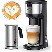 Sboly Single Serve Coffee Maker & Milk Frother, Coffee Brewer for K-Cup and Ground Coffee, Cappuccino Machine and Latte…