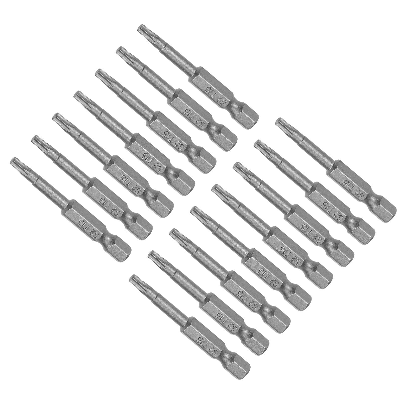CoCud T15 Torx Head Screwdriver Bit, 2" Long 1/4 Inch Hex Shank, S2 Steel Magnetic Drill Bit Screw Driver - (Applications: for Repair Work), 15-Pieces