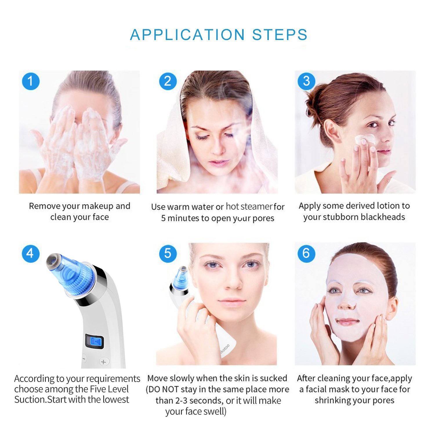 Blackhead Remover Blackhead Vacuum Cleanser, AIKOTOO Pore Vacuum Suction Remover—Blackhead Extractor Tool Set with 4 Replaceable Suction Heads, Facial Blackhead Vacuum …