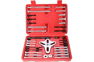 BTSHUB 46pcs Harmonic Balancer Puller, Steering Wheel Puller Gear, Flywheel Remover, Crankshaft Pulley Removal Set Suitable for Most Cars, Pickups, SUVs