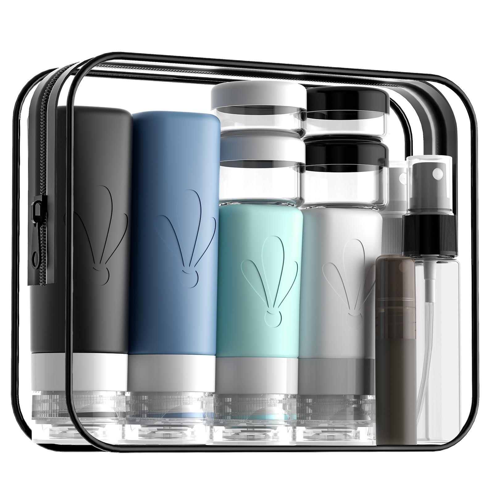 INSFIT 17 Pack Travel Bottles for Toiletries, CAA Approved Travel Size Containers with Labels, BPA Free Leak Proof Squeezable Silicone Travel Toiletries for Shampoo Conditioner Lotion Body Wash