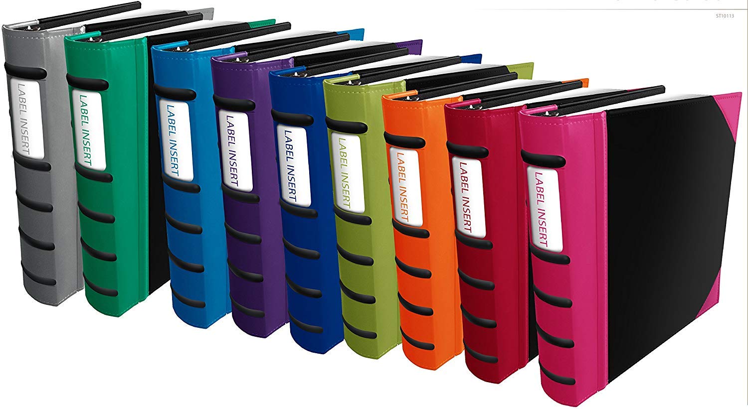 New Project Executive Binders, Heavy Duty 3 Ring Stitched Leatherette Cover with Ribbed Spine and Name Tag Insert On Spine, Red