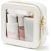 Popvibe Clear Makeup Bag Travel Cosmetic Case Transparent Toiletry Bag with Zipper, Portable Make Up Organizer Traveling Compact Car Bag for Essentials