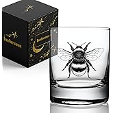 Innfueunun Bee Whiskey Glass Gifts for Coworker Employee Friends Bee Lover Brother Grandpa Uncle, Birthday Gift for Dad, Graduation Chritmas Birthday Anniversary Thank You Gifts