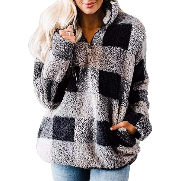 Long Sherpa Jackets For Women Petite Fleece Zip Detail Sweatshirt