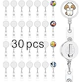 30 Pcs sublimation badge reels Blank,diy badge reel kit sublimation id badge blanks retractable badge reel,badge holder retractable clip for Office Worker Doctor Nurse Key Card Name Tag Holder (white)