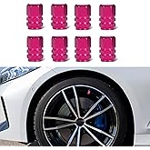 8PCS Car Tire Valve Stem Caps, Aluminum Alloy Air Caps Cover with Rubber Ring, Corrosion Resistant Airtight Dust Proof Covers, Universal Wheel Valve Covers for SUVs Trucks Motorcycles Bikes (Pink)