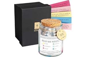 LEEJ Bible Verse Jar,Christian Bible Verses in a Jar,Read Me When Bible Verses Jar,Prayer Jar,Bible Jar,Hope Jar,Gratitude Jar,Bible Verse Blessings Jar,Color Coded Bible Verses in a Jar (A)