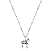 MORGAN & PAIGE .925 Sterling Silver Oxidized Horse Sterling Silver Necklace for Women, Dainty and Lightweight Charm Womens Necklaces, Gift Silver Jewelry for Her 18" Cable Chain