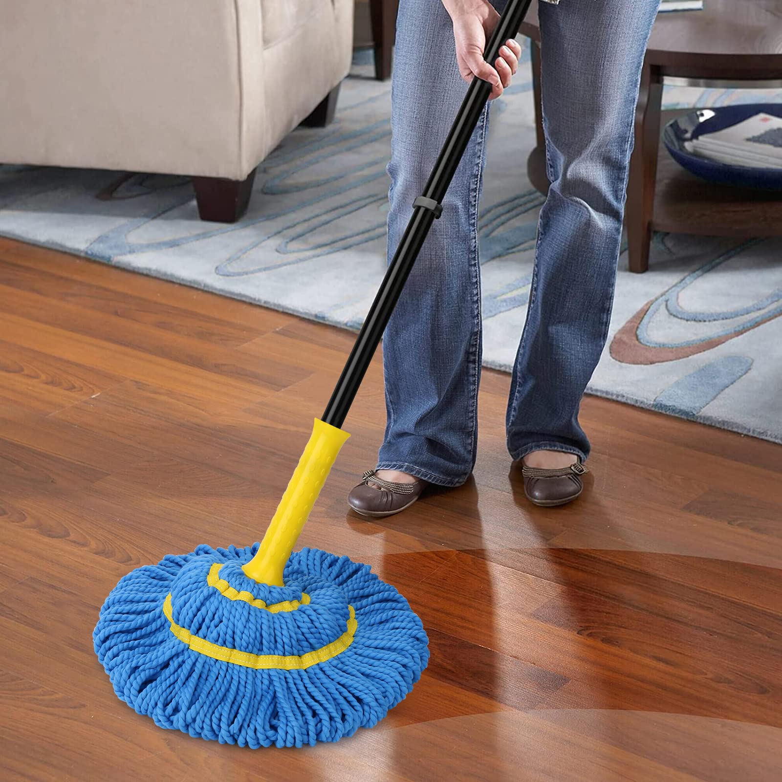 Self-Wringing Twist Mops for Floor Cleaning, Microfiber Floor mop with 57 