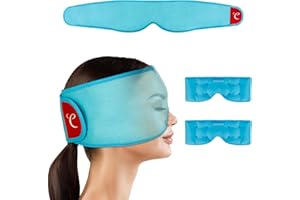 Comfytemp Cooling Eye Mask, 2PCS, Reusable Gel Ice Cold Sleeping Mask for Puffiness, Hot Cold Pack Wrap for Puffy Eyes, Dark Circles, Dry Eyes, Headache, Migraines, Stress Relief, Get Well Gift, Blue