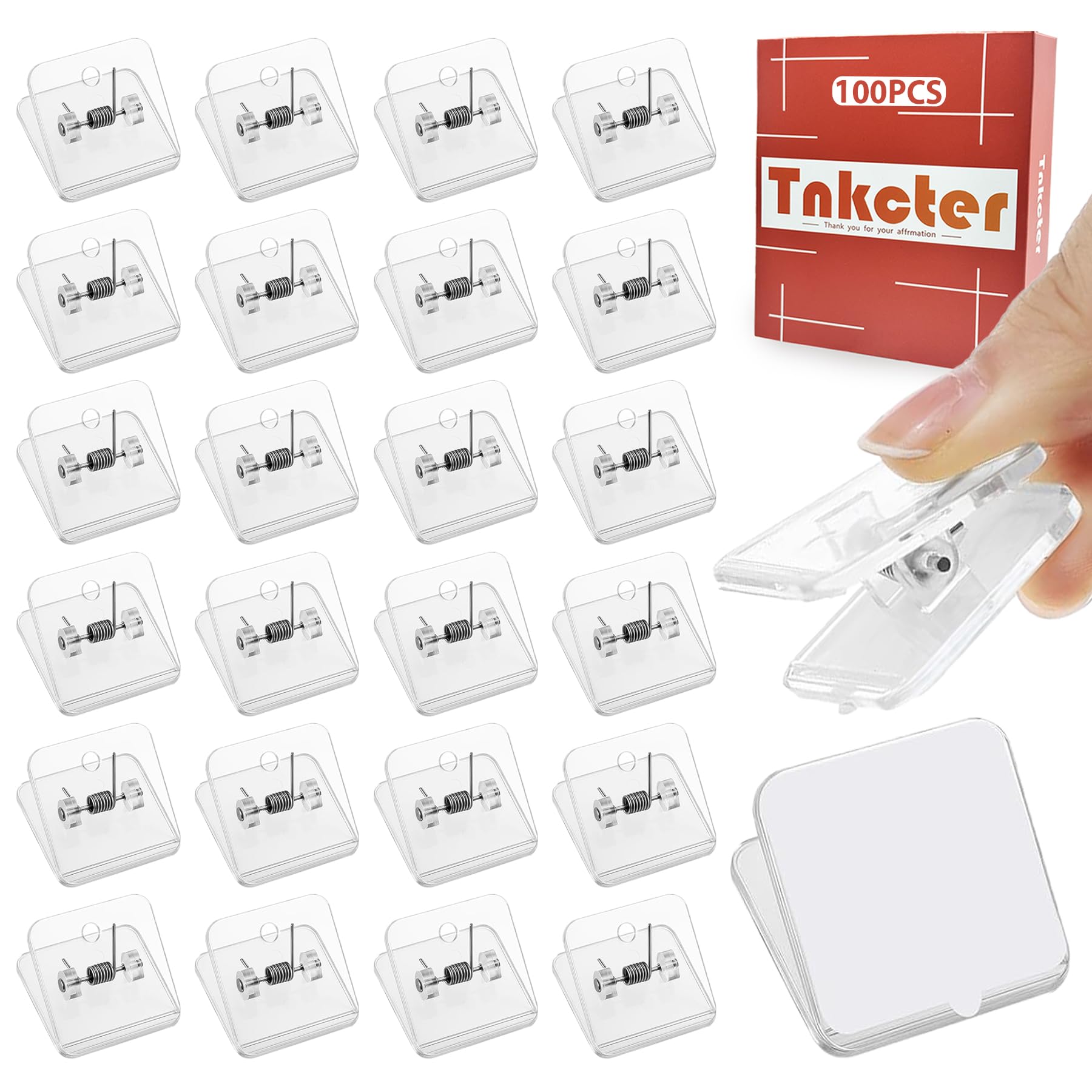 Photo 1 of 100 Pcs Upgraded Self-Adhesive Wall Clips for Hanging Tapestry, Posters, Photos, Postcards, Strong Adhesive for Home Office School Decoration