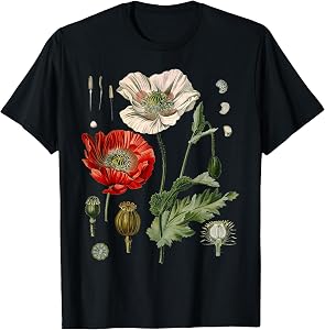 Red Poppy Botanical Poppies Red Poppy T-Shirt