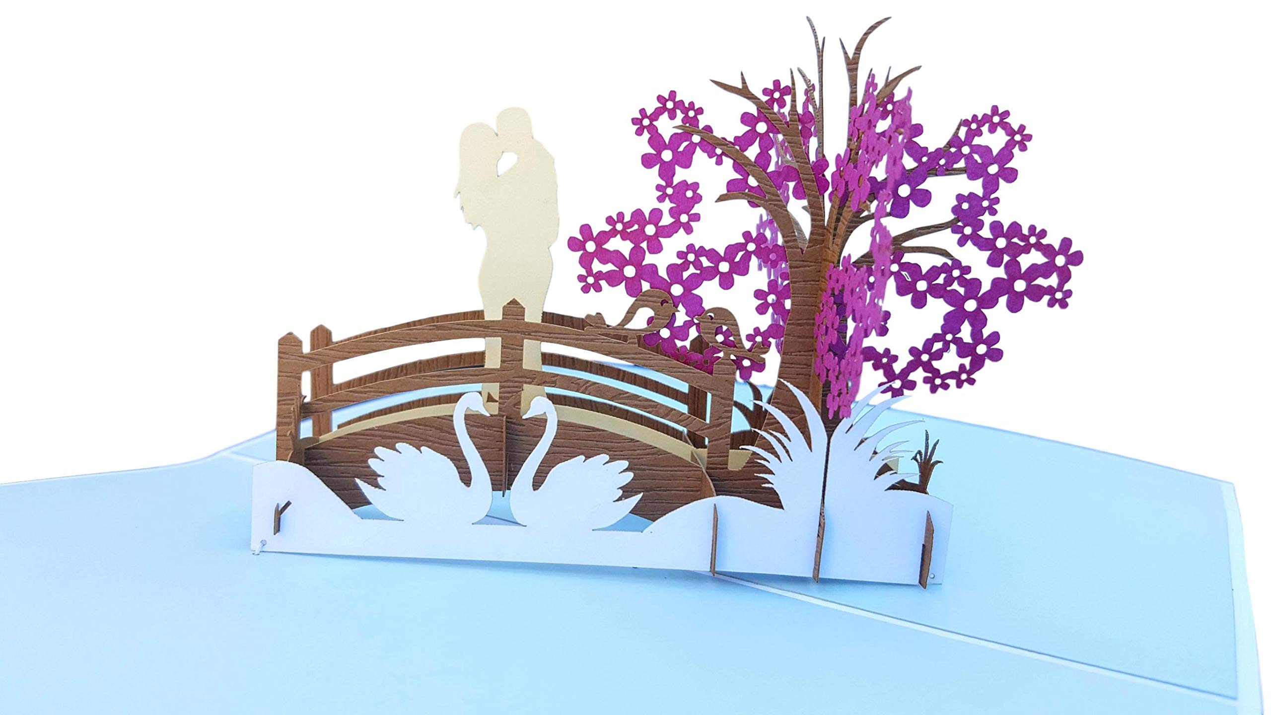 iGifts And Cards Happy 60th Anniversary 3D Pop Up Greeting Card -Soulmates, Celebration, Marriage, Being Together, Celebrate a Milestone, Diamond, Love Bridge, Swan, Congratulations, Romantic