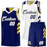 Custom Reversible Basketball Jersey Sports Shirts Personanlized Printed Name Number Logo for Men/Youth