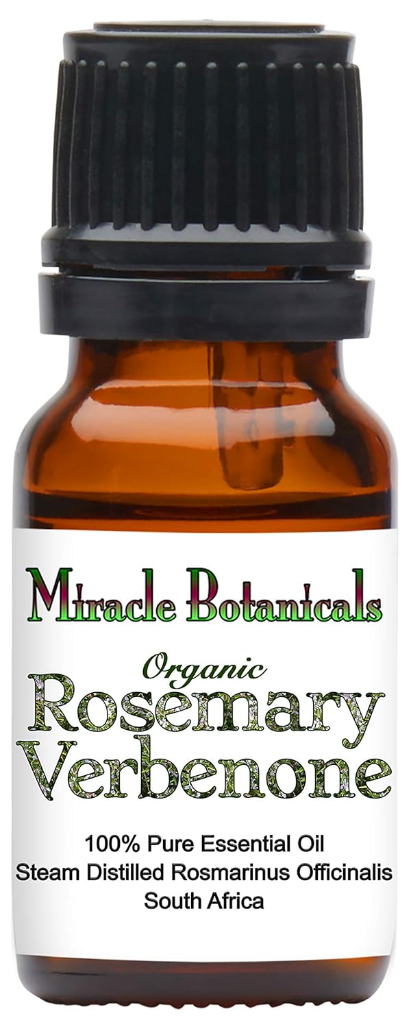 Miracle Botanicals Organic Rosemary Verbenone Essential Oil - 100% Pure Rosmarinus Officinalis Verbenone - Therapeutic Grade (10ml)
