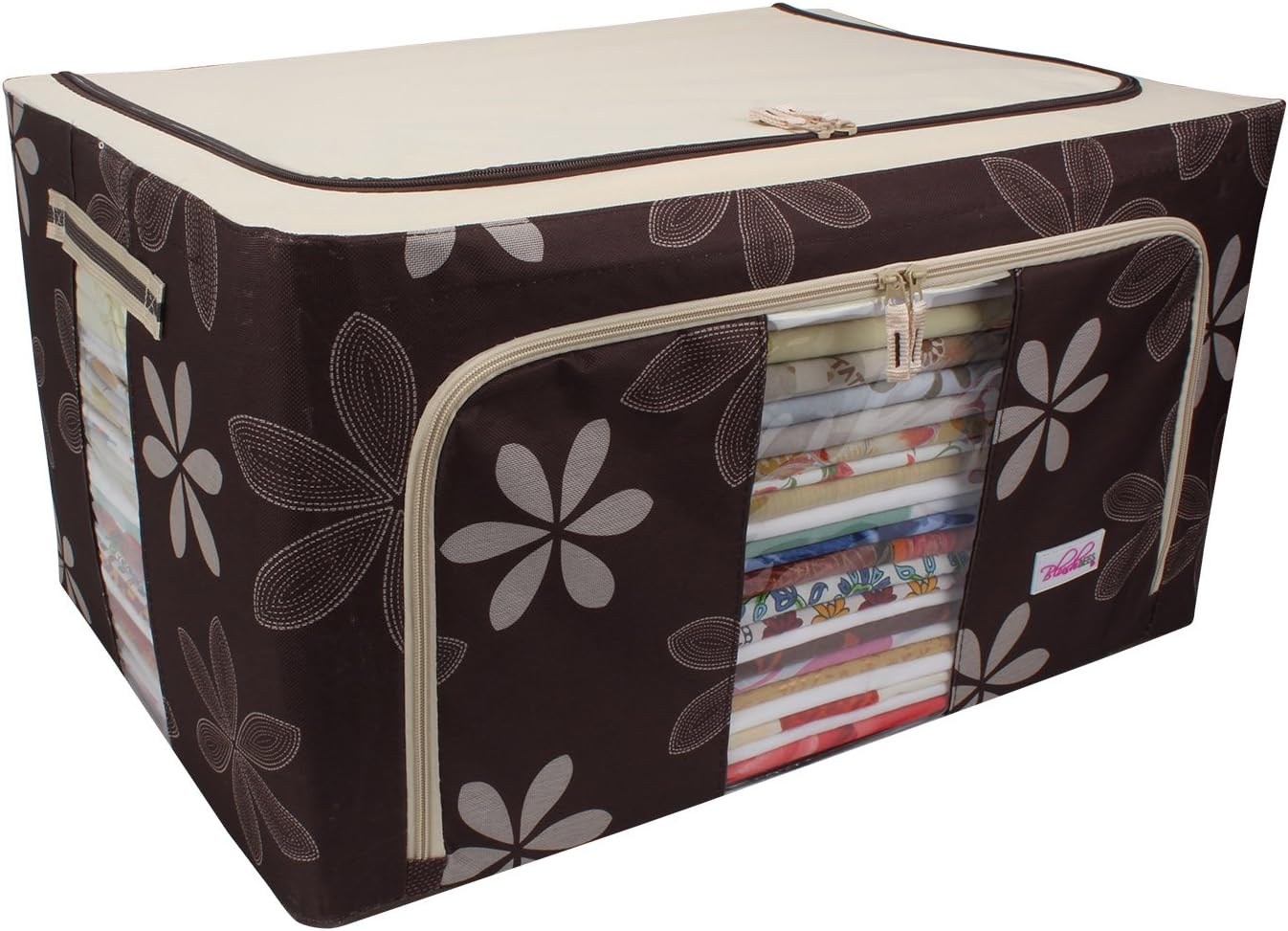 BlushBees Oxford Fabric Living Box Storage Boxes for Clothes, Blanket Cover Bag, 80 Ltrs, Brown