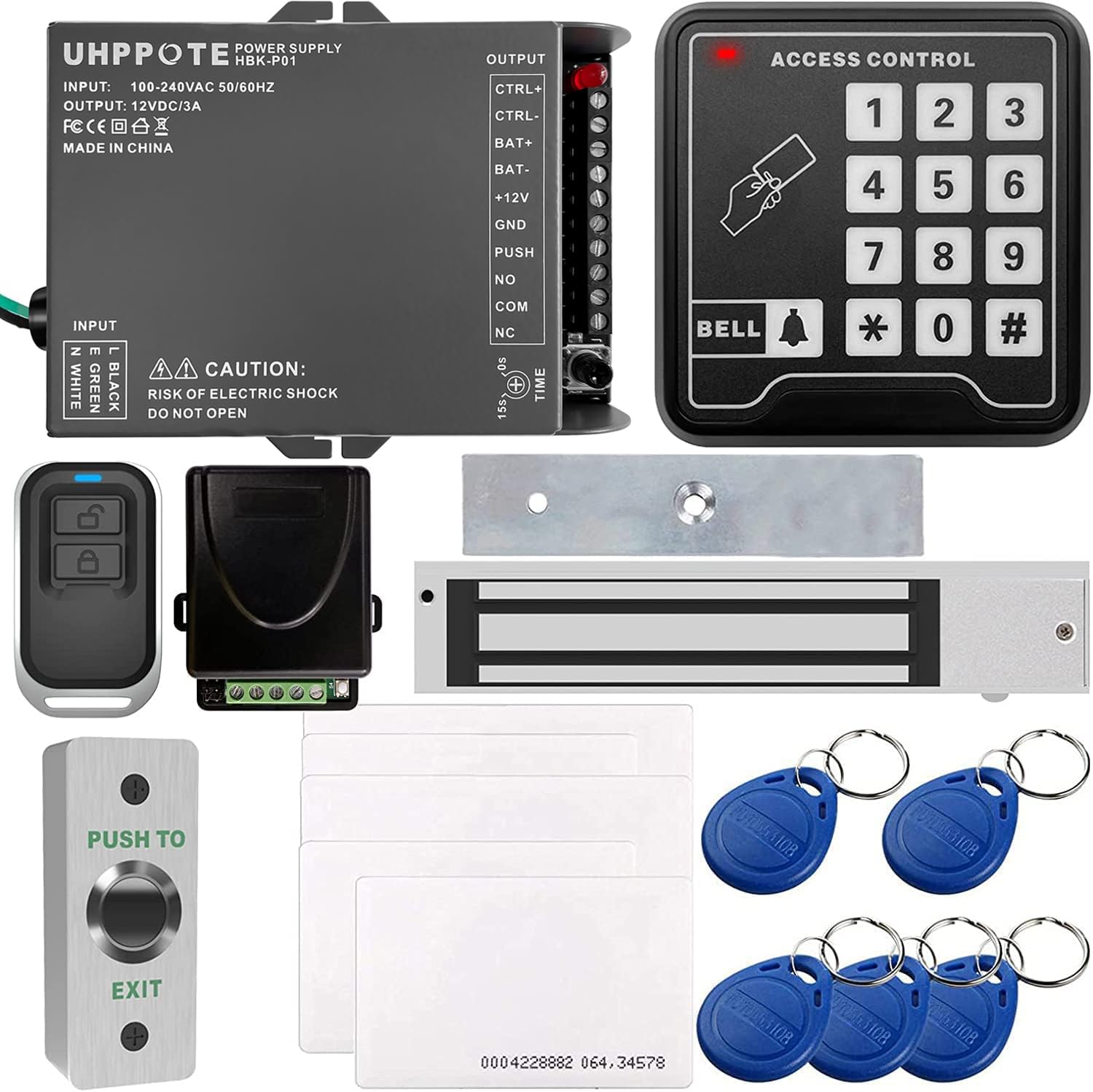 UHPPOTE Full Complete 125KHz RFID Card Outswinging Door Access Control Kit Including 600lbs Force Electric Magnetic Lock