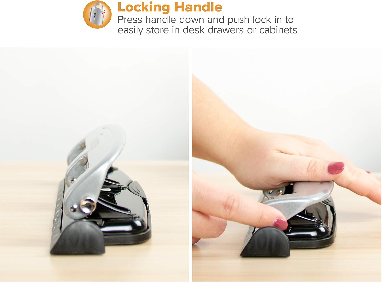 PaperPro inPRESS 12 Reduced Effort Three-Hole Punch, Silver/Black (2101) : Office Products