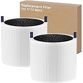 511i MAX Replacement Filter Compatible with BLUEAIR Blue Pure 511i Max Air Purifi-er, 3-IN-1 H13 True HEPA Filter and Activated Carbon Filtration System, White(2 Pack)