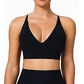 BLUELILY Adjustable Deep V Neck Bras 3/5 Pack Sports Bras for Women Padded Seamless Spaghetti Strap Criss Cross Yoga Bras