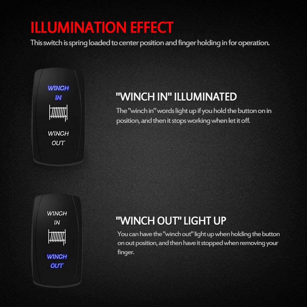 Amazon.com: MICTUNING LS09901 7 Pin Momentary Laser Rocker Switch Winch  in/Out, 20 Amp/12V, Light Blue: Automotive