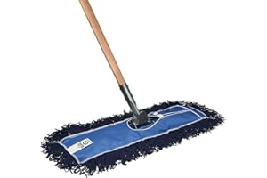 Nine Forty 36" Premium Nylon Dust Mop with Wood Handle - Heavy Duty Mop Head for Industrial, Commercial, and Residential Cleaning - Dry Floor Duster for Hardwood Surfaces and Commercial - Blue