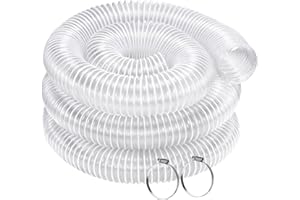 TOUA 2.5 Inch x 10 Feet Dust Collection Hose - Heavy Duty Puncture Resistant Clear PVC Debris Fume Collection Hoses-Coated Wire Helix Reinforced - Includes 2 Clamps