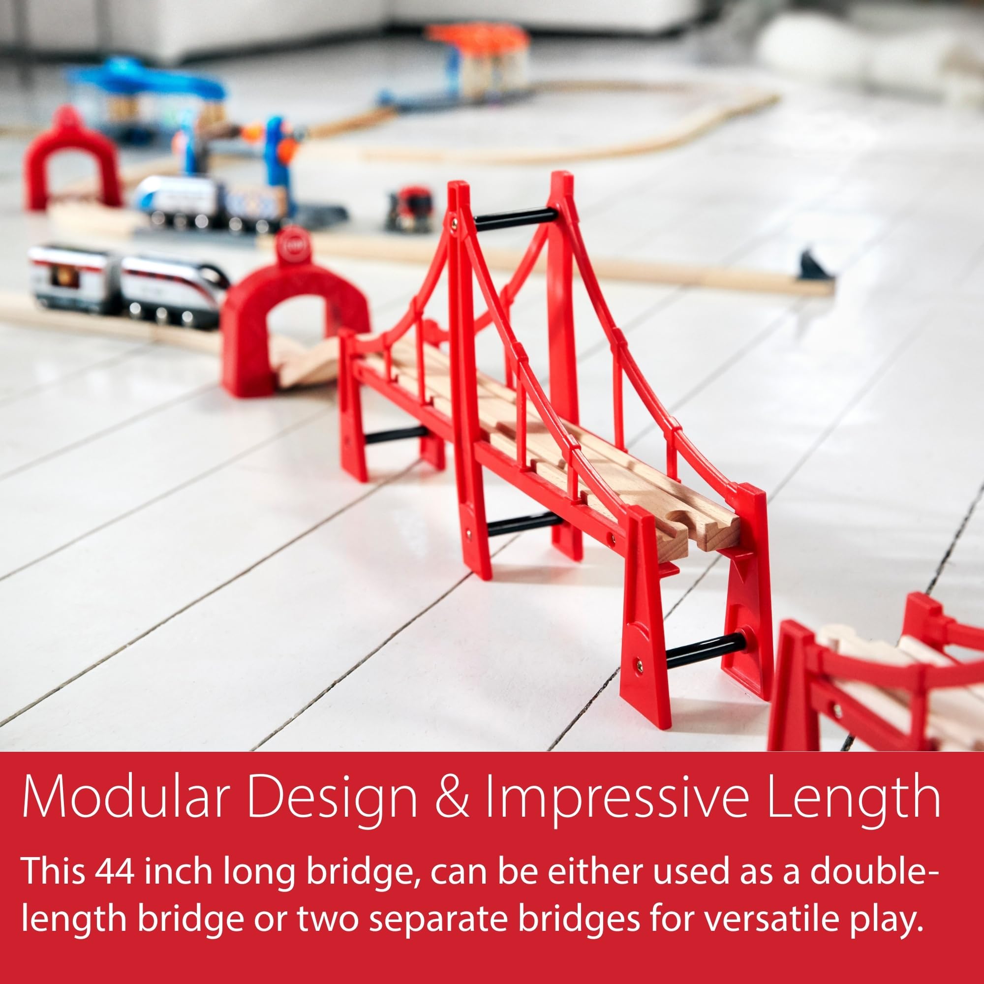 BRIO World Double Suspension Bridge - FSC-Certified Longest Wooden Train Track Bridge - Compatible with All BRIO Railway Sets - 5-Piece Set of 2 Bridges & 3 Tracks - Creative Fun for Kids Ages 3 & Up