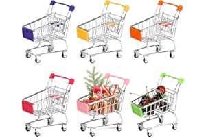 Dicunoy 6 PCS Mini Shopping Cart, Mini Supermarket Shopping Grocery Handcart, Small Decorative Ornaments Metal Shopping Utili