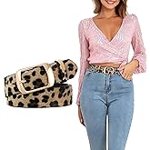 SUOSDEY Fashion Womens Leather Belt, Soft Leather Waist Belt with Gold Pin Buckle for Jeans Pants,width 1.3"