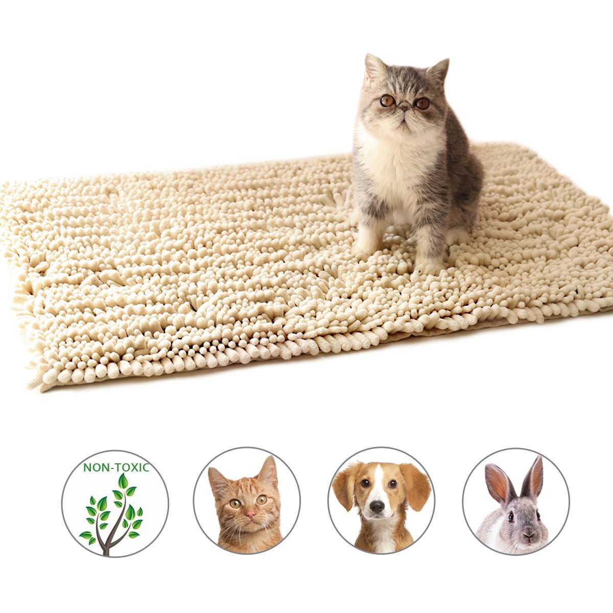 Vivaglory 3D Design Cat Litter Mat, Soft Microfiber Litter Box Mat