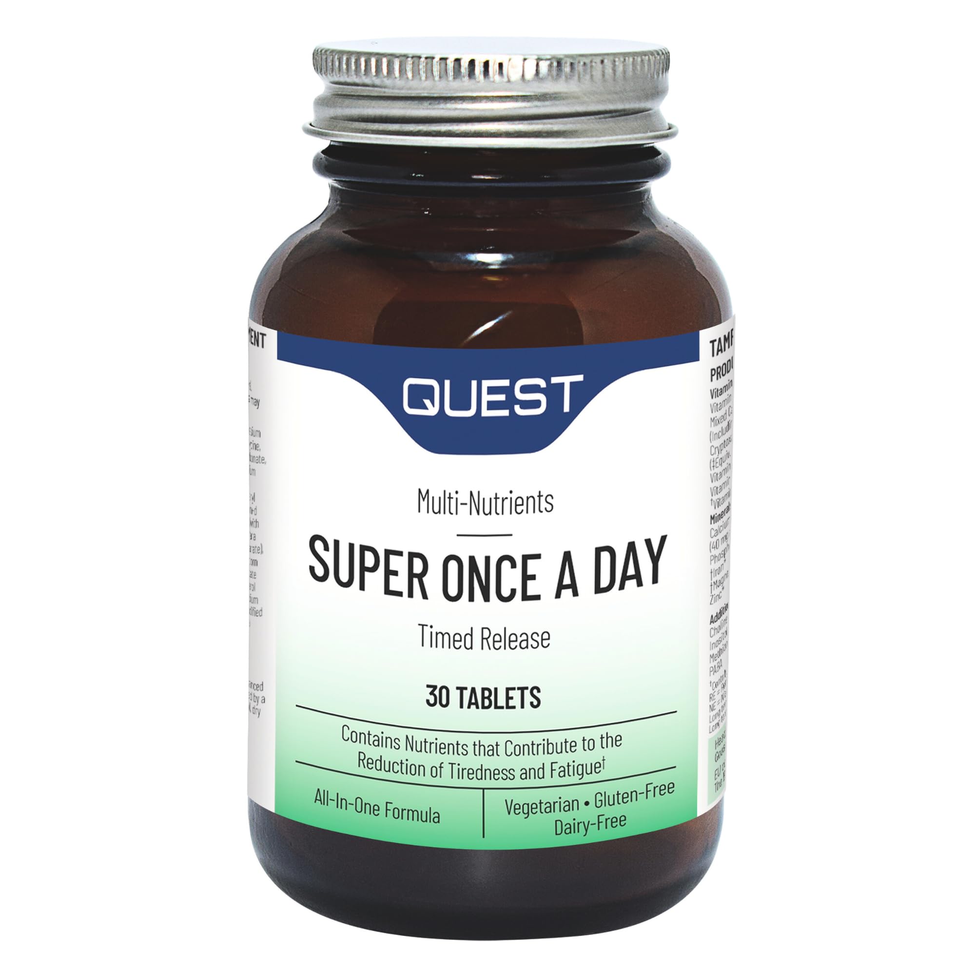 Quest Super Once A Day Multivitamin & Minerals 30x Tablets. 17 Vitamins & 12 Minerals with Vitamin A, B, C, D, Iron & Zinc for Men & Women. for Optimal Health, Reduces Fatigue & Immunity. (1 Pack)