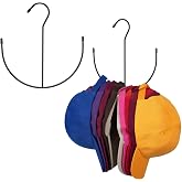 ZEDODIER 2 Pack Hat Hangers for Closet, Metal Hat Organizer Hat Racks for 20 Baseball Caps, Hat Holder Cap Storage, Black