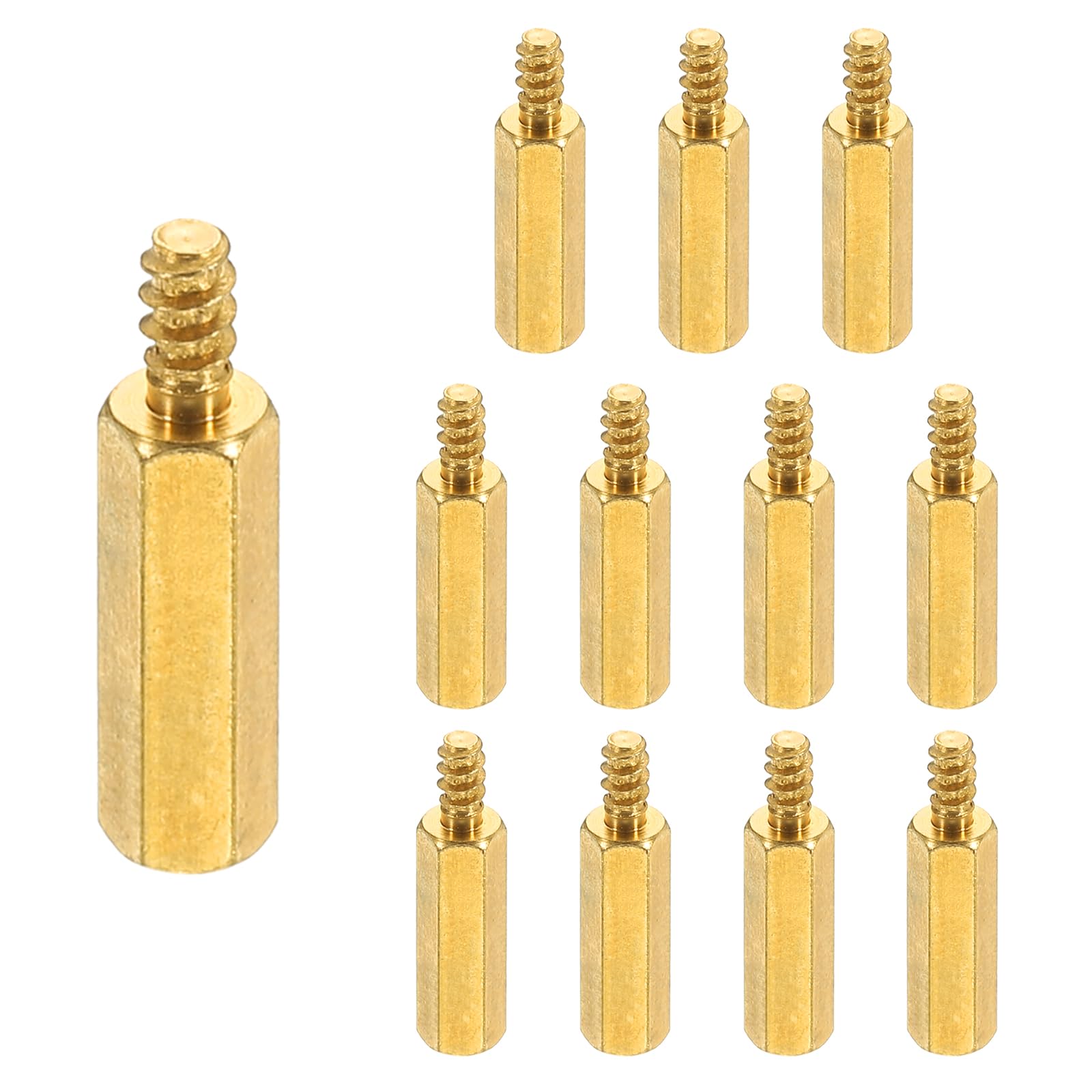 PATIKIL 12pcs M3 Male to Female Self-Tapping Hex Standoffs Spacers Pillars, M3 15+6mm Brass Motherboard Standoffs Copper — image 1