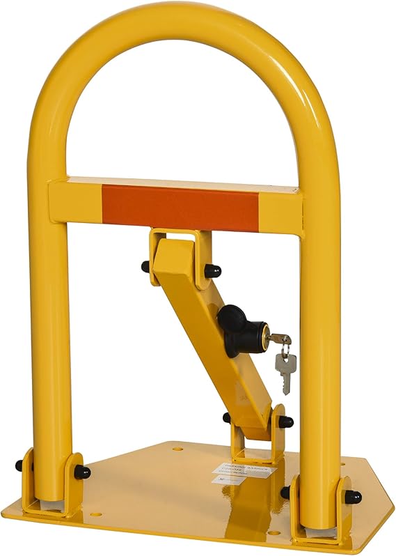 DURHAND Lockable Folding Parking Barrier w/Reflective Sticker 3 Keys