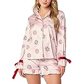 Yuemengxuan Women Christmas Pajamas Set 2 Piece Lounge Sets Long Sleeve Shirts Top Shorts Cute Funny Matching Sets Pjs